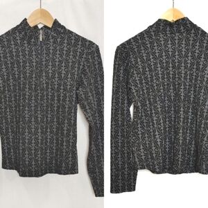 Marker‎ Half Zip Pullover Long Sleeve Black Gray Vintage Snow Base Layer Medium